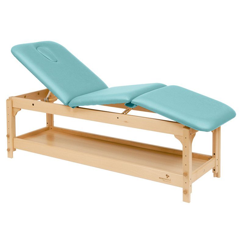 Stationær / massagebord 3 dele med træbund - Justerbar - Opbevaring